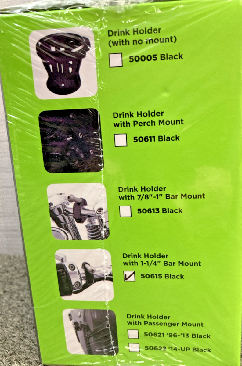 NEW GENUINE CIRO 50615 DRINK HOLDER BLK W/1-1/4'' ALUM BLK CLAMP MOUNT 0636-0086