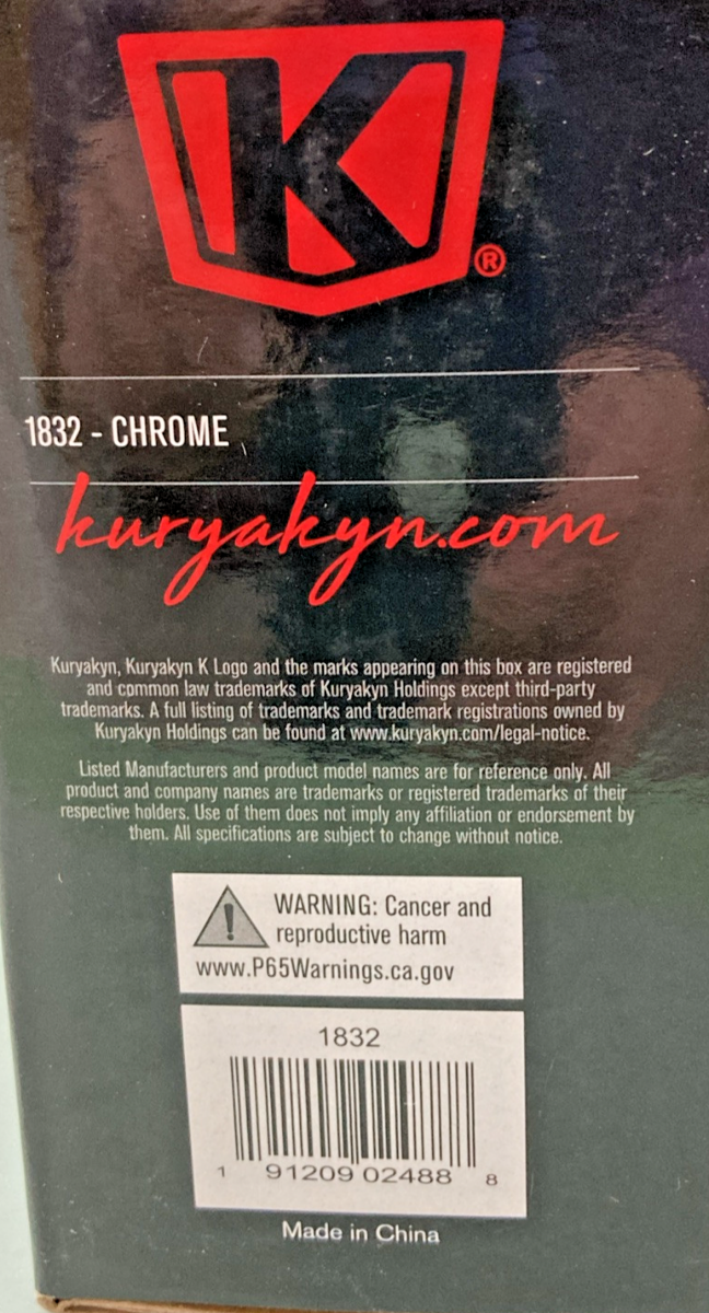 NEW GENUINE KURYAKYN 1832 CHROME/BLACK RIGHT SIDE PASSENGER DRINK HOLDER