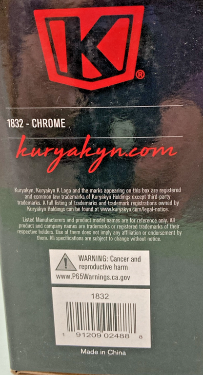 NEW GENUINE KURYAKYN 1832 CHROME/BLACK RIGHT SIDE PASSENGER DRINK HOLDER