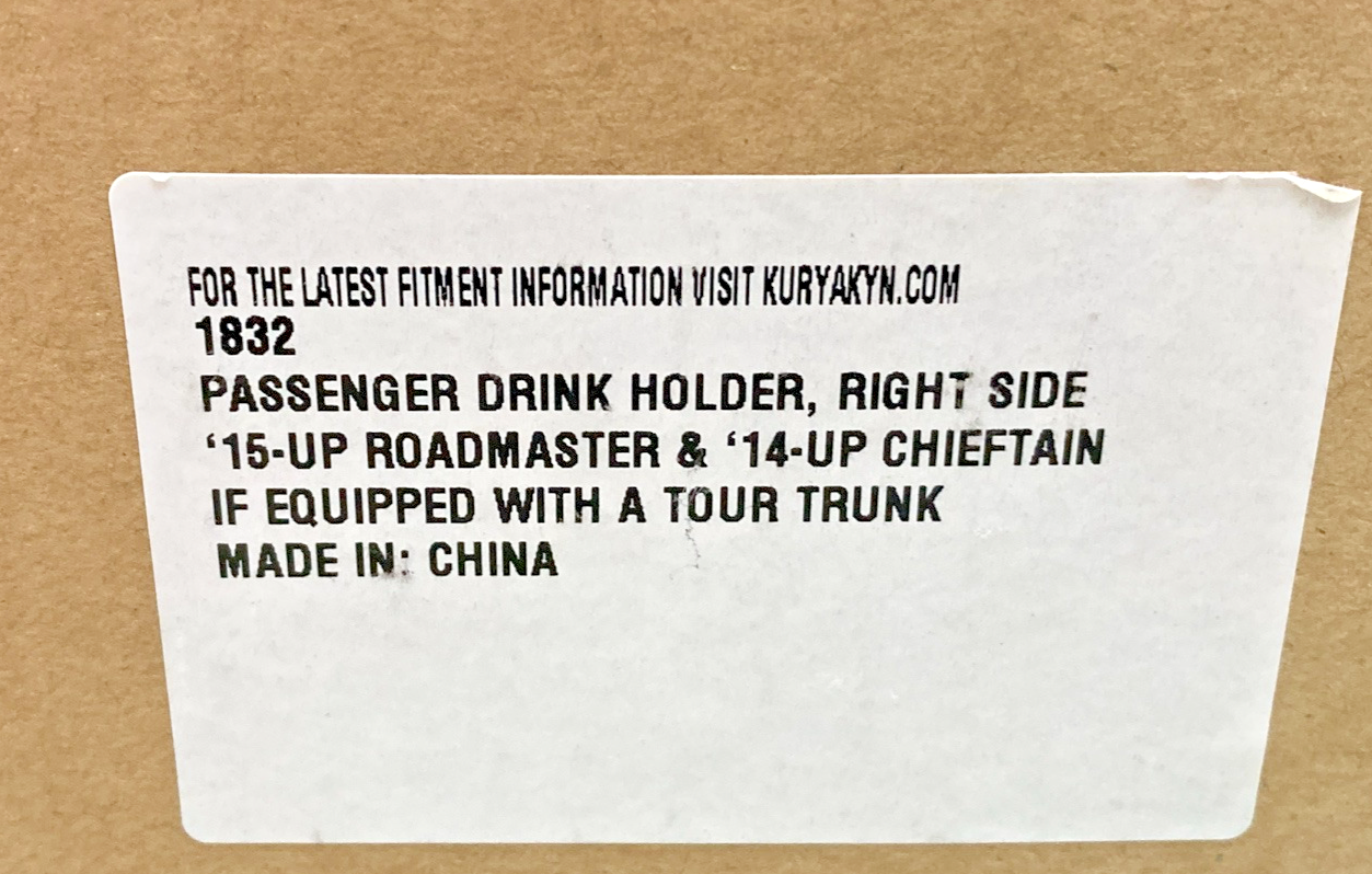 NEW GENUINE KURYAKYN 1832 CHROME/BLACK RIGHT SIDE PASSENGER DRINK HOLDER