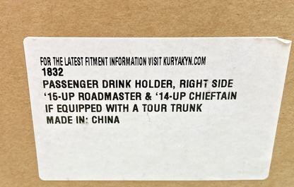 NEW GENUINE KURYAKYN 1832 CHROME/BLACK RIGHT SIDE PASSENGER DRINK HOLDER