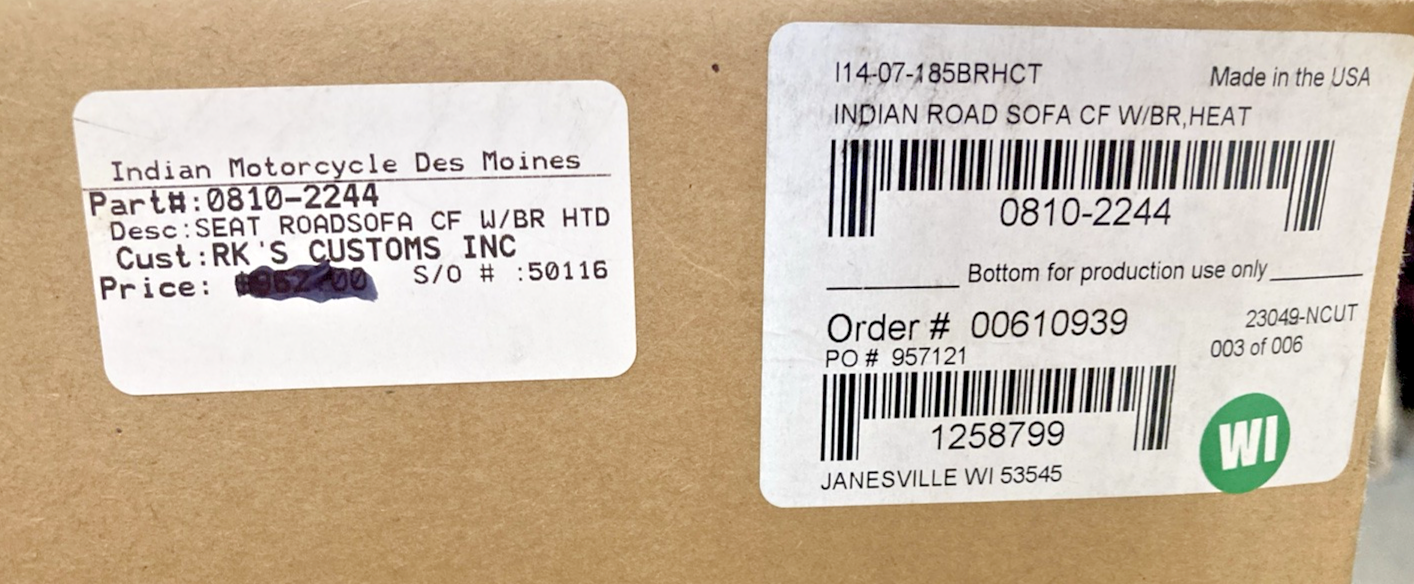 NEW GENUINE SADDLEMEN 0810-2244 ROADSOFA HEATED SEAT WITH BACKREST