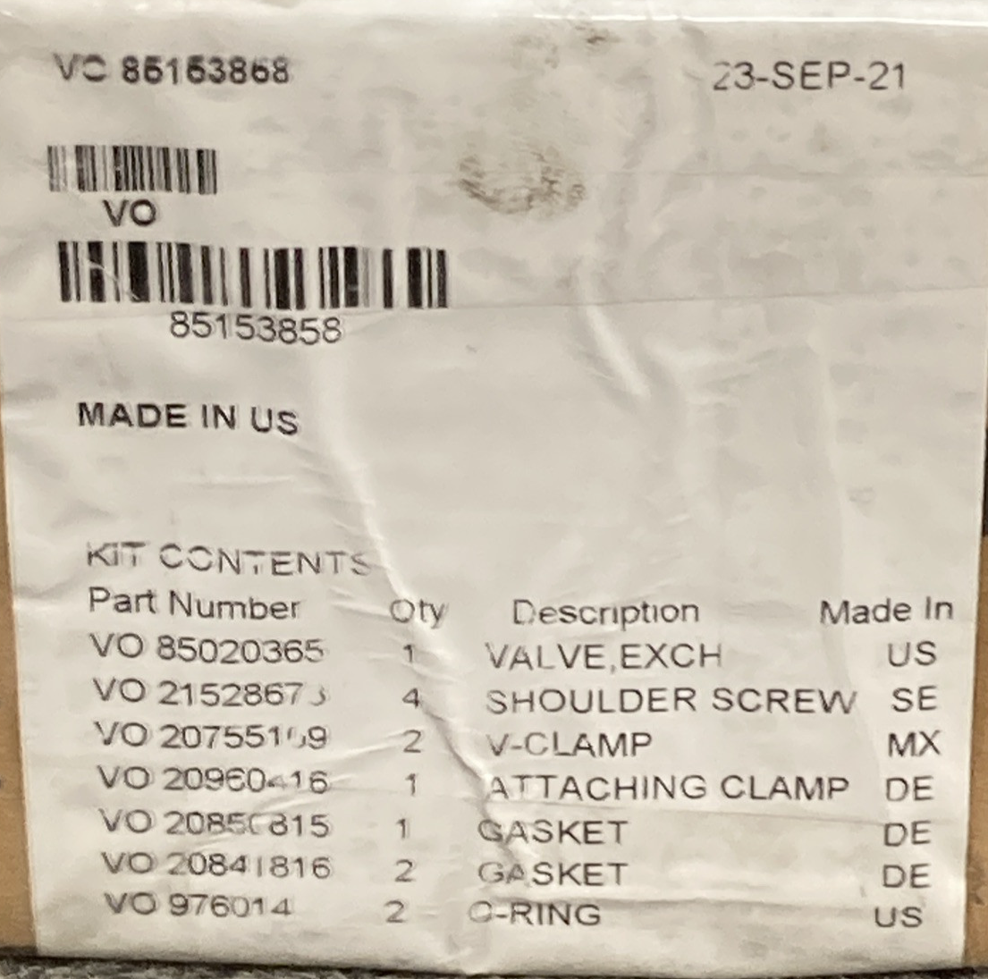 NEW GENUINE VOLVO 85153858 EXHUAST GAS RECIRCULATION VALVE ASSEMBLY KIT REMAN