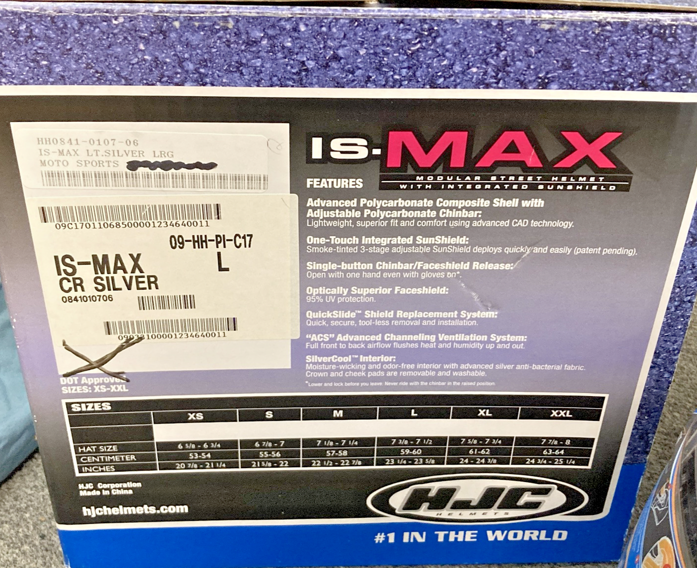 NEW GENUINE HJC IS-MAX SILVER HELMET L