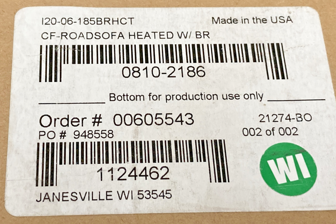NEW GENUINE SADDLEMEN 0810-2186 HEATED ROADSOFA CF SEAT W/ DBR, I20-06-185BRHCT