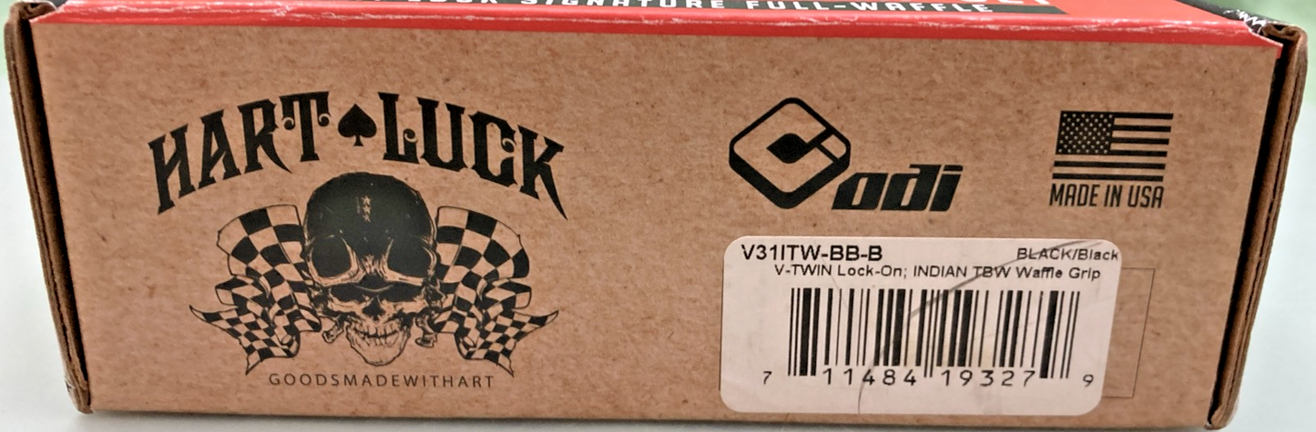 NEW ODI LOCKHART V31ITW-BB-B V-TWIN LOCK-ON GRIPS, TBW, BLK/BLK, WAFFLE, NO TOOL