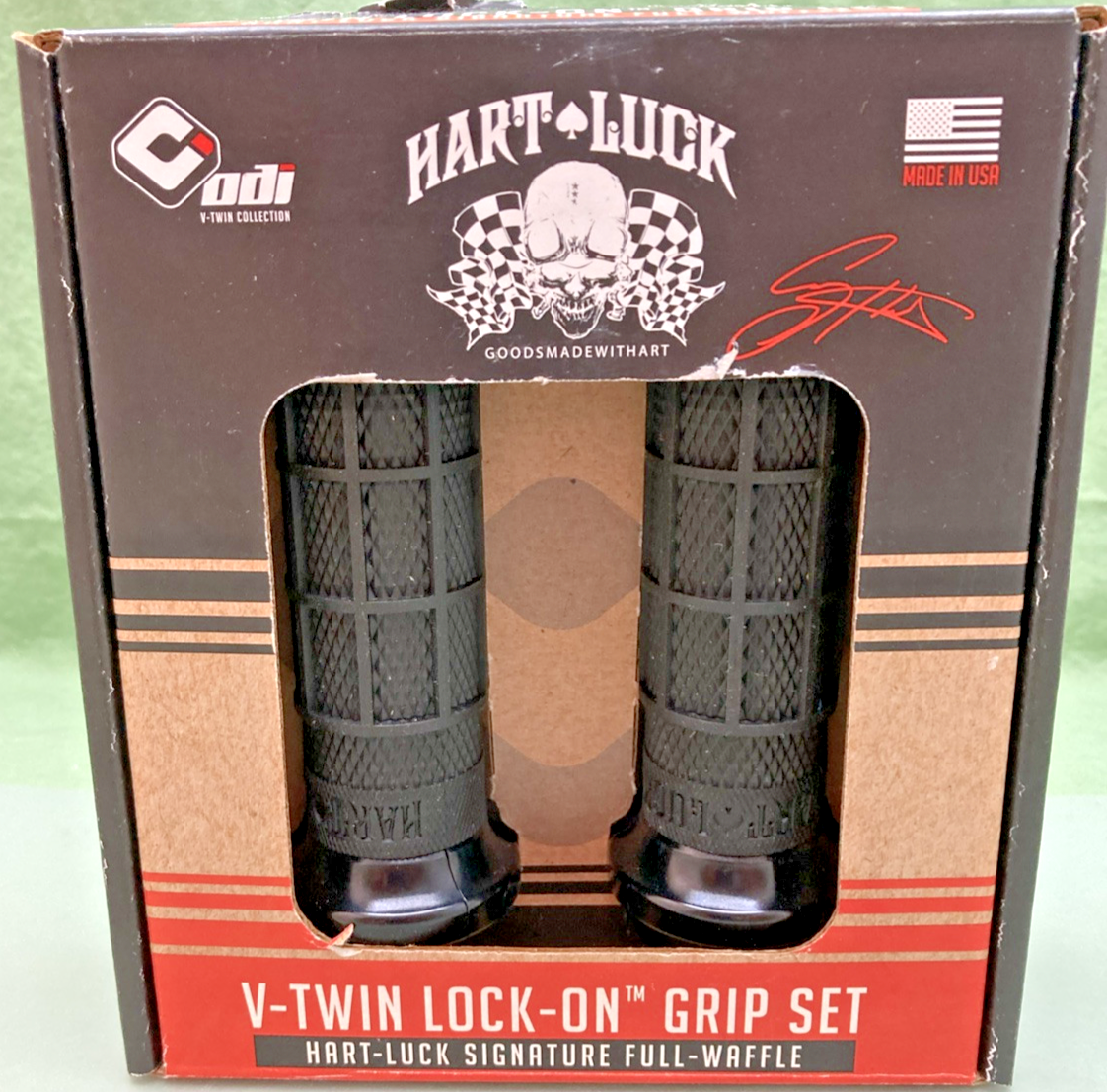 NEW ODI LOCKHART V31ITW-BB-B V-TWIN LOCK-ON GRIPS, TBW, BLK/BLK, WAFFLE, NO TOOL