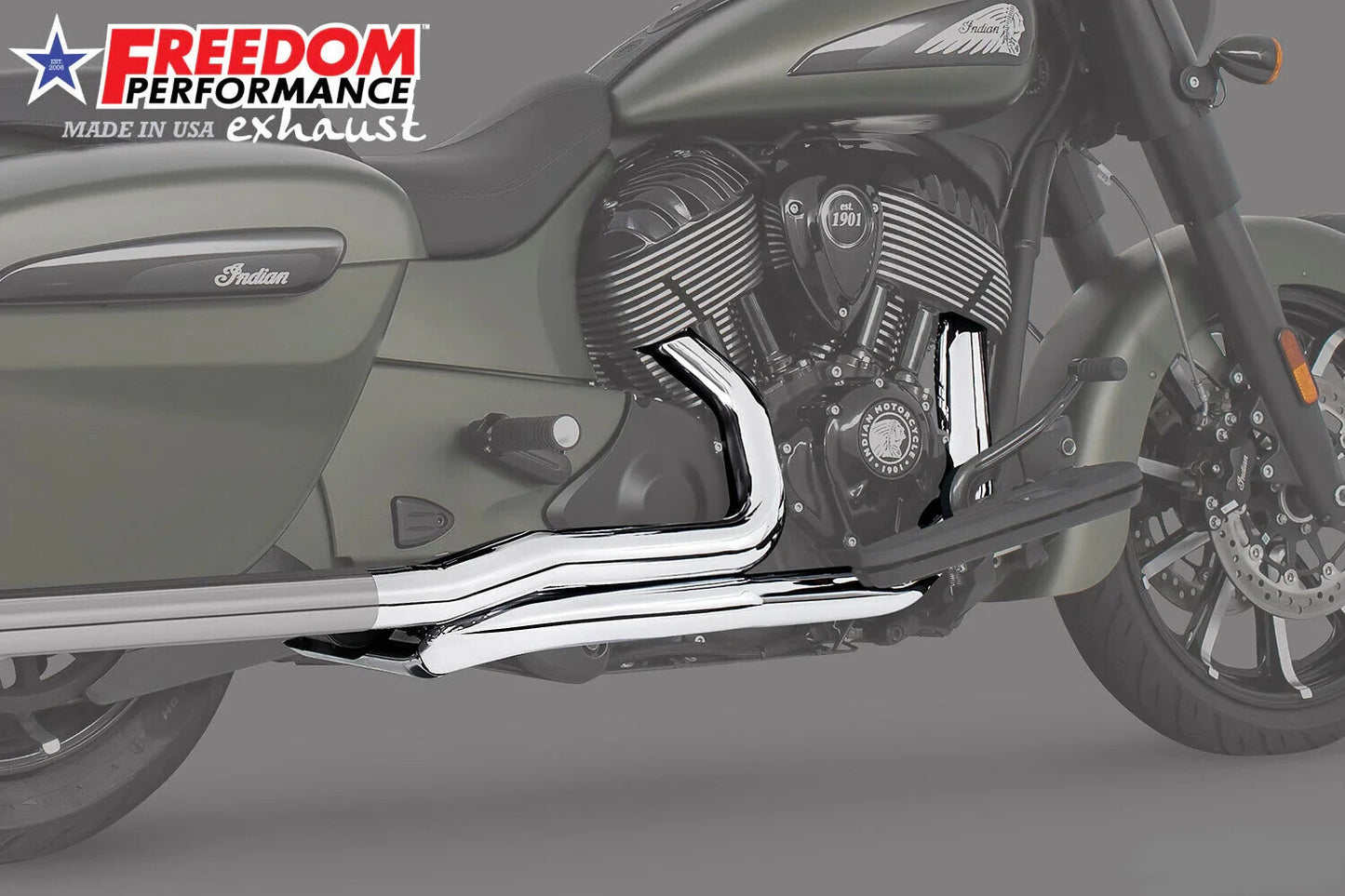 NEW GENUINE FREEDOM PERFORMANCE EXHAUST IN00034 TRUE DUAL HEADERS, CHROME, EXHA