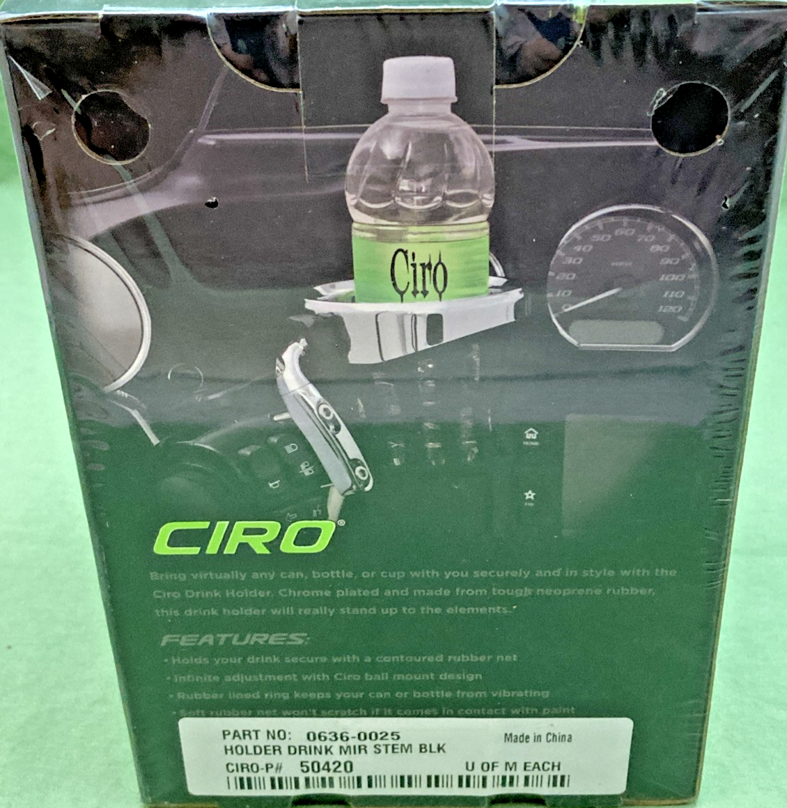 NEW GENUINE CIRO 0636-0025 HOLDER DRINK MIR STEM (BLK) 50420