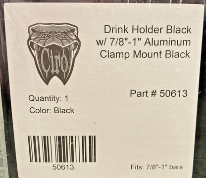 NEW GENUINE CIRO 0636-0084 DRINK HOLDER 7/8" - 1" HANDLEBAR MOUNT (BLACK) 50613