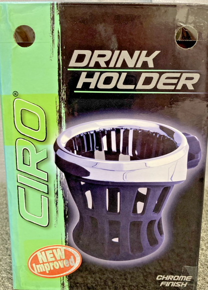 NEW GENUINE CIRO 0636-0022 DRINK HOLDER 7/8" & 1" HANDLEBAR MOUNT, CHR/BLK 50413