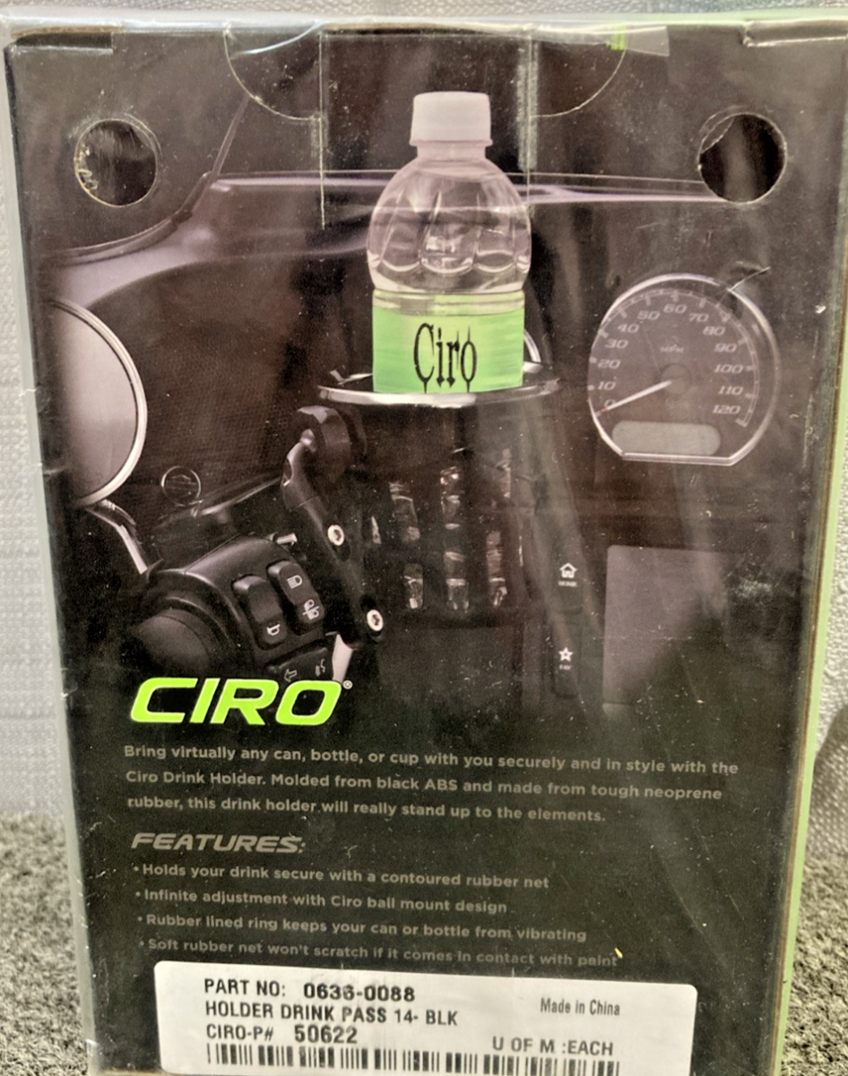 NEW GENUINE CIRO 0636-0088 DRINK HOLDER, PASSENGER MOUNT, (BLACK) 50622