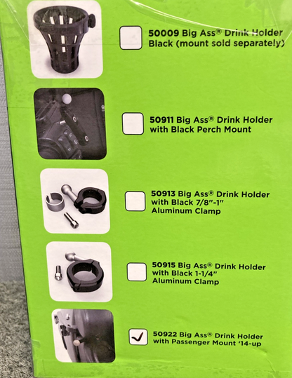 NEW GENUINE CIRO 0636-0137 BIG ASS DRINK HOLDER W/ '14-UP PASSENGER MOUNT, 50922