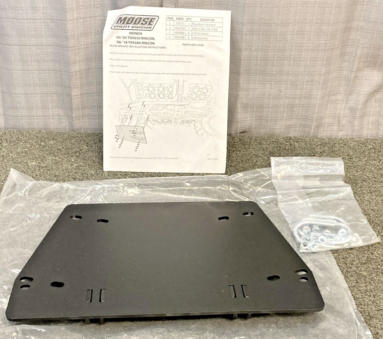 NEW GENUINE MOOSE UTILITY 4501-0598 PLOW MOUNT FOR HONDA
