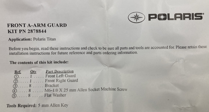 NEW GENUINE POLARIS 2878844 Front A Arm Guards Set W/ Hardware