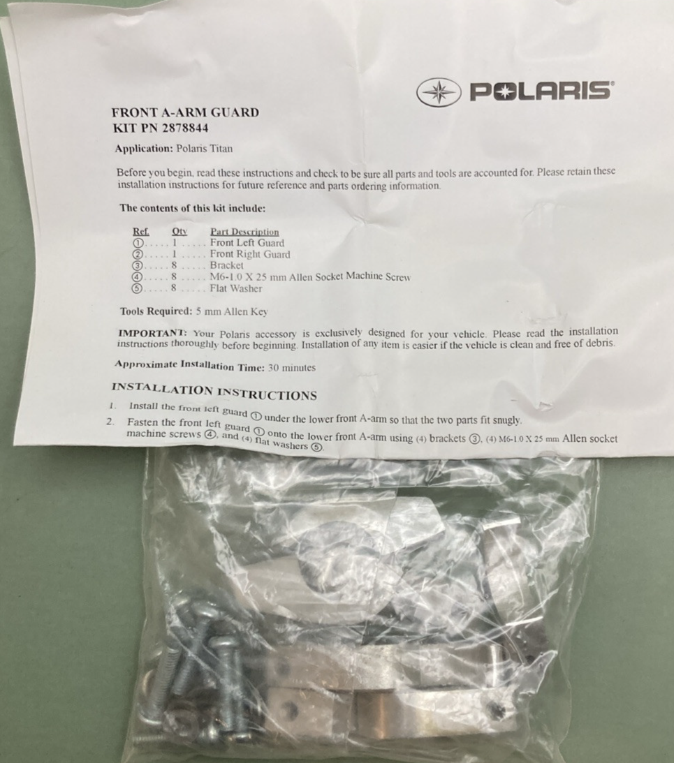 NEW GENUINE POLARIS 2878844 Front A Arm Guards Set W/ Hardware