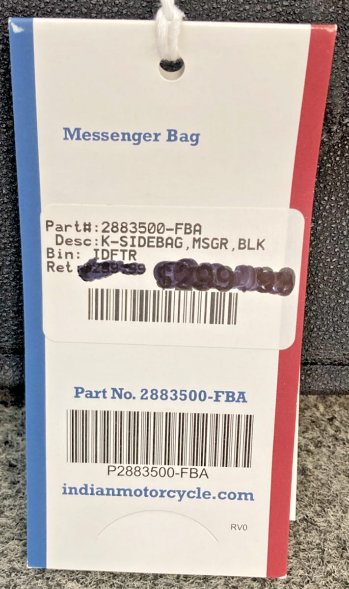 NEW GENUINE INDIAN 2883500-FBA K-SIDEBAG, MESSENGER, BLACK/BROWN