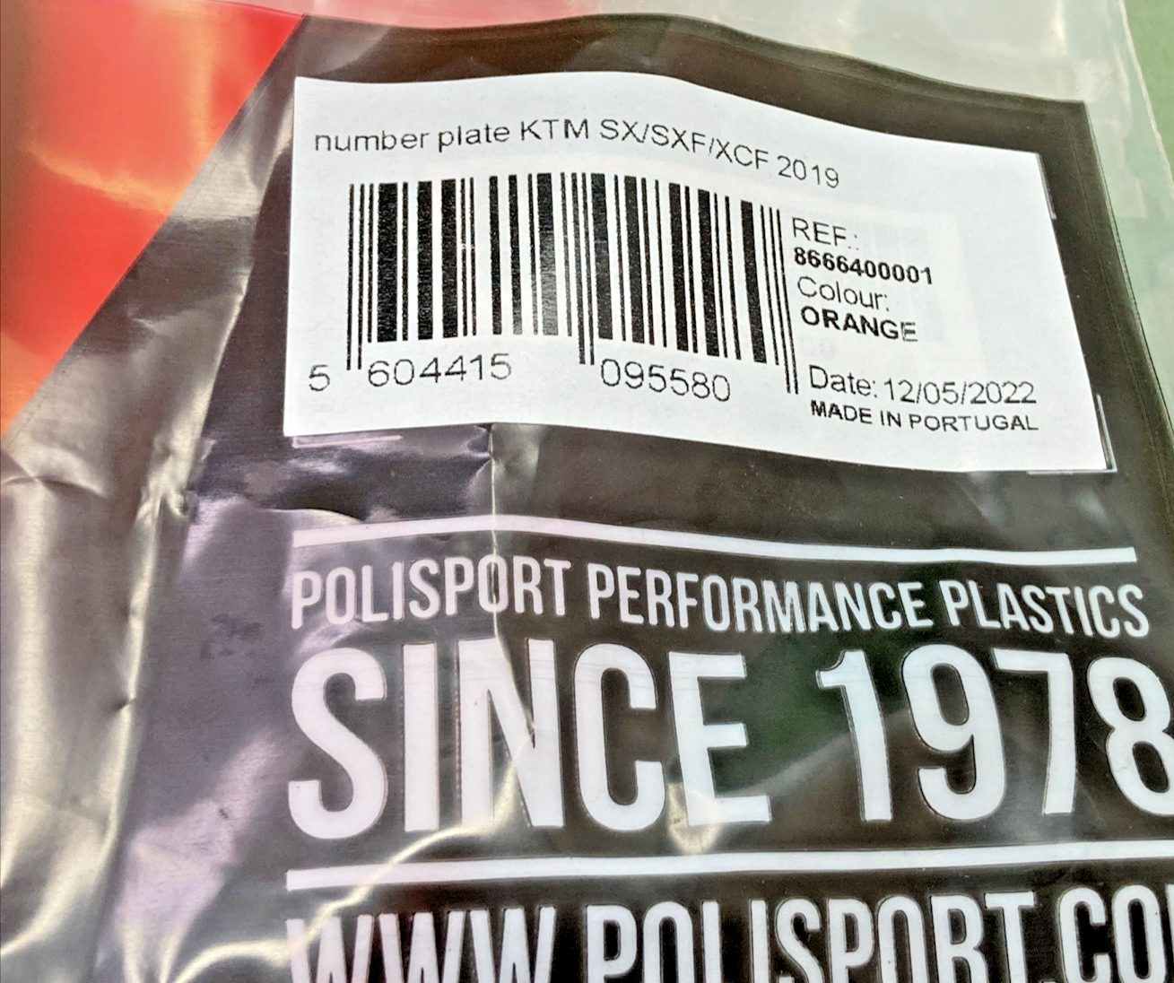 NEW GENUINE POLISPORT 8666400001 NUMBER PLATE ORANGE
