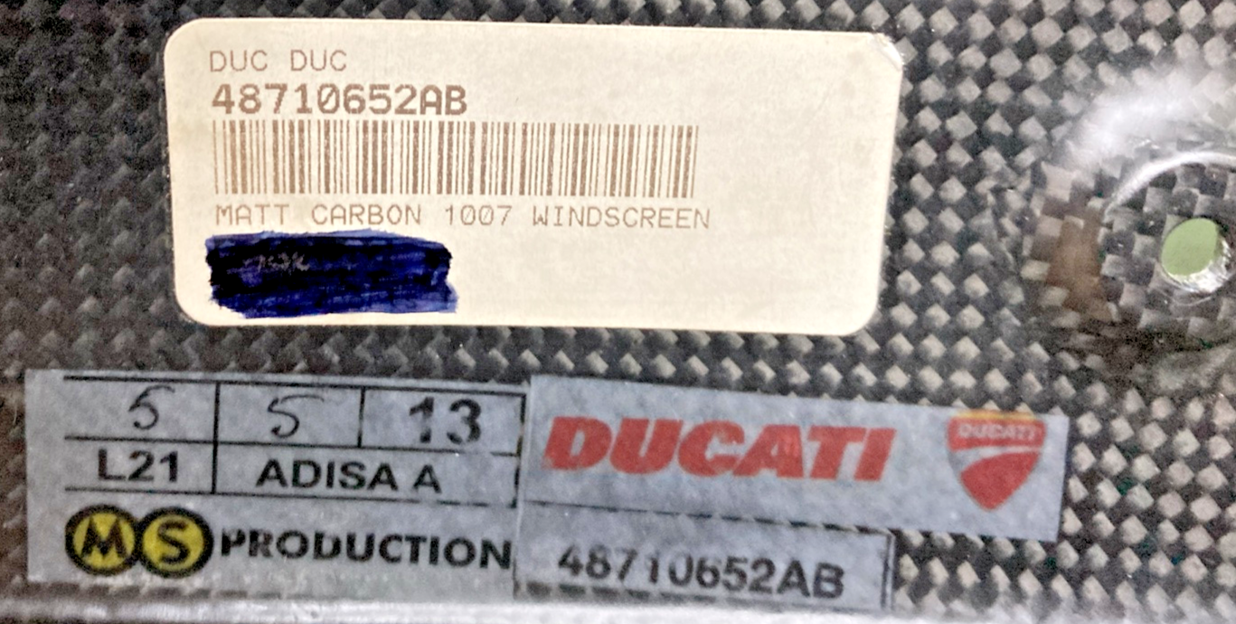 NEW GENUINE DUCATI 48710652AB PIKES PEAK MATT CARBON WINDSHIELD