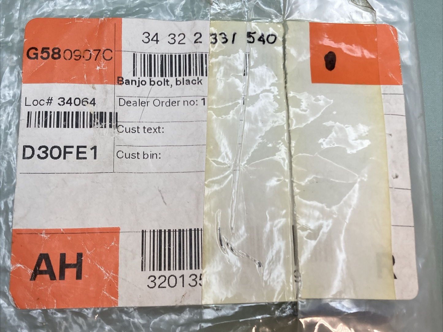 NEW GENUINE BMW 34322331540 Banjo bolt, black