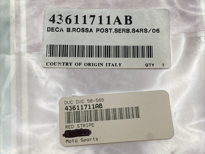 NEW GENUINE DUCATI 43611711AB REAR STRIPE RED