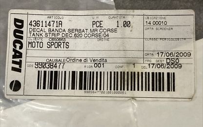 NEW GENUINE DUCATI 43611471A WHITE STRIP