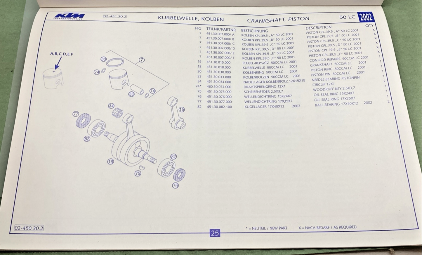 NEW GENUINE KTM 320840 OWNER'S HANDBOOK 2002