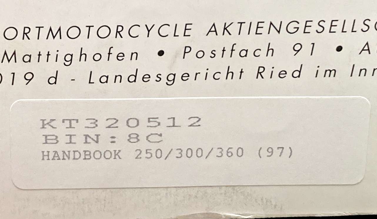 GENUINE KTM 320512 OWNER'S HANDBOOK 1997