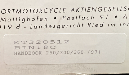 GENUINE KTM 320512 OWNER'S HANDBOOK 1997
