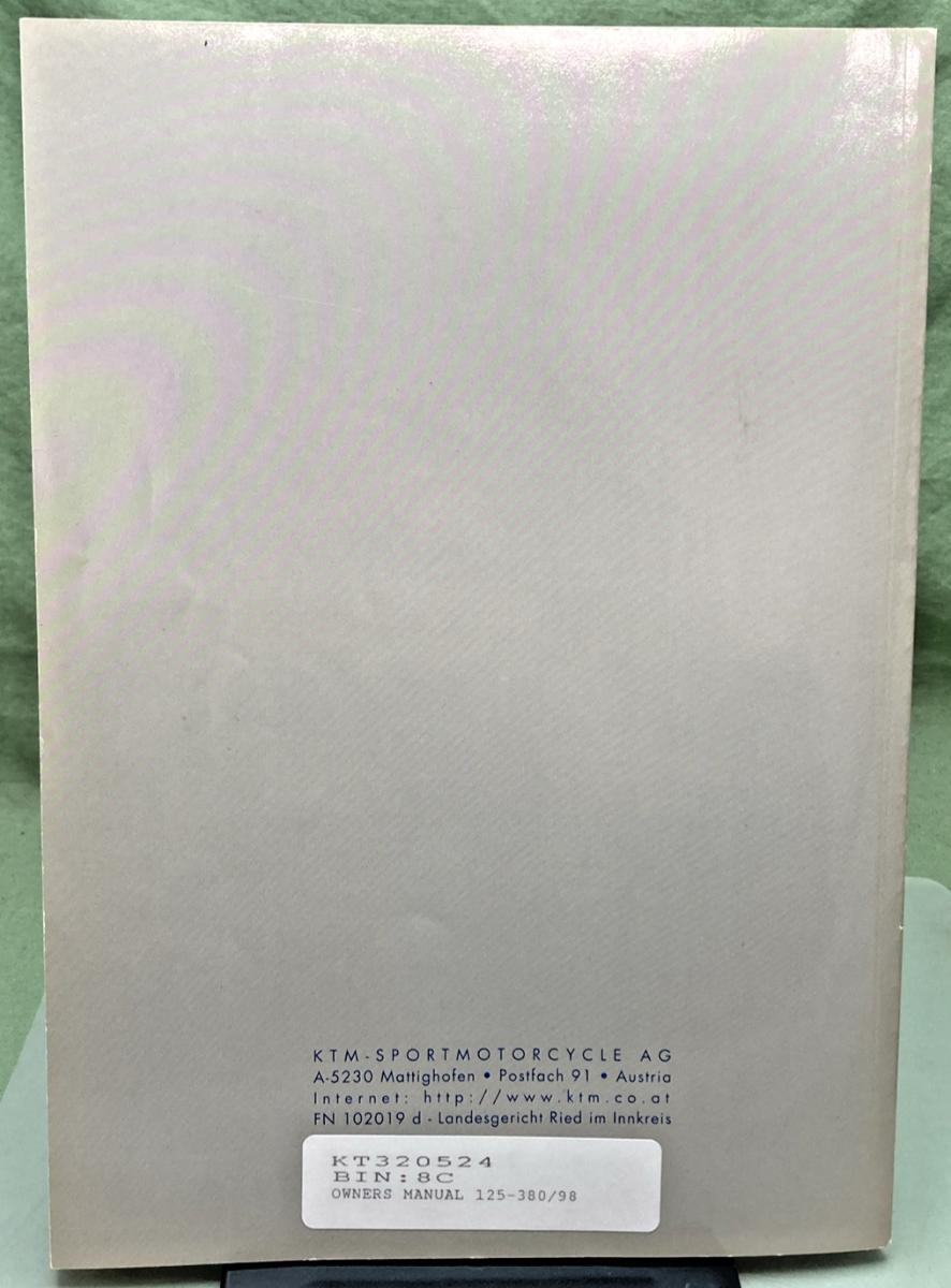 NEW GENUINE KTM 320524 OWNER'S HANDBOOK 1998