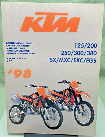 NEW GENUINE KTM 320524 OWNER'S HANDBOOK 1998