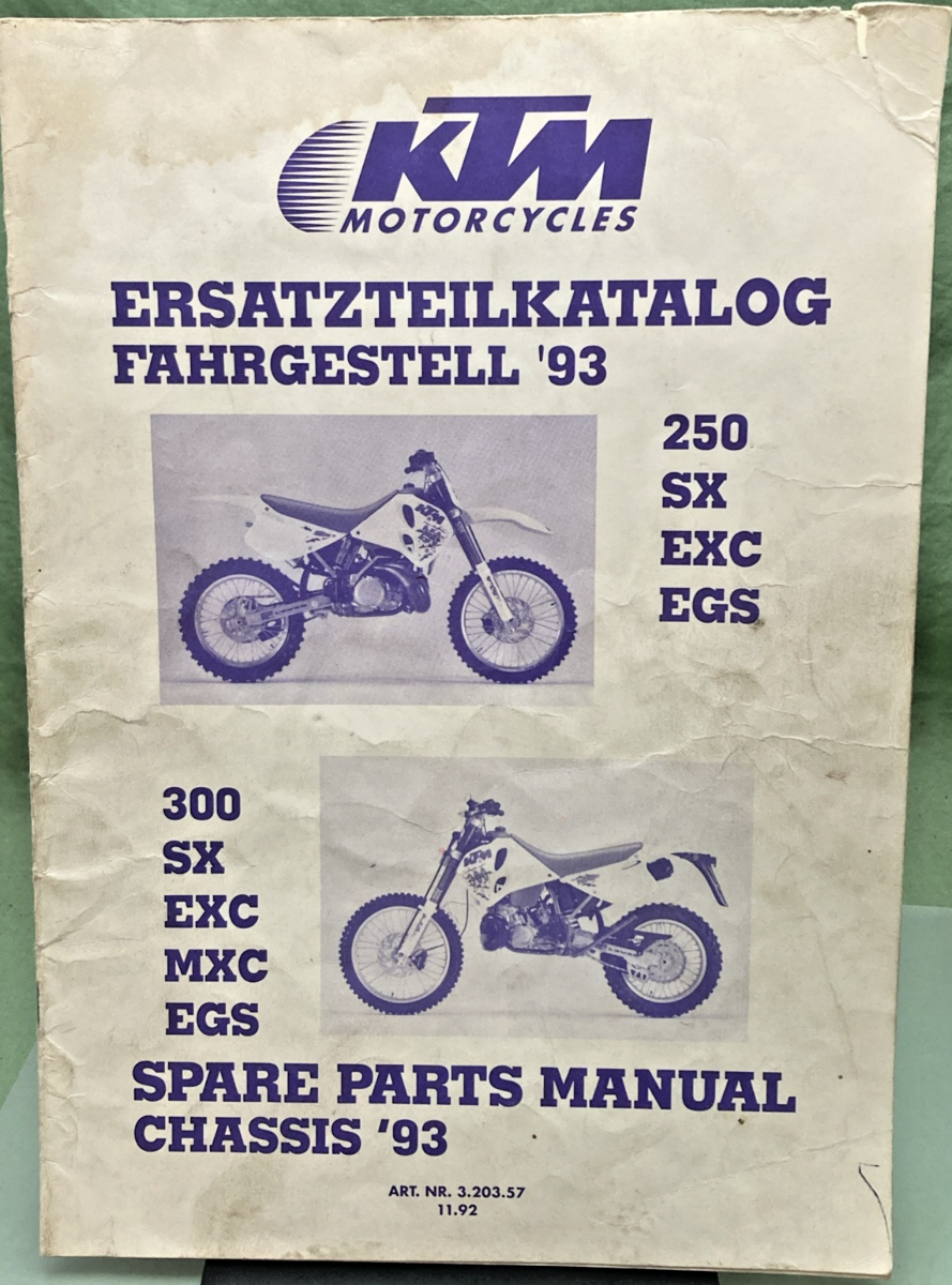 GENUINE KTM 320357 SPARE PARTS MANUAL 1993