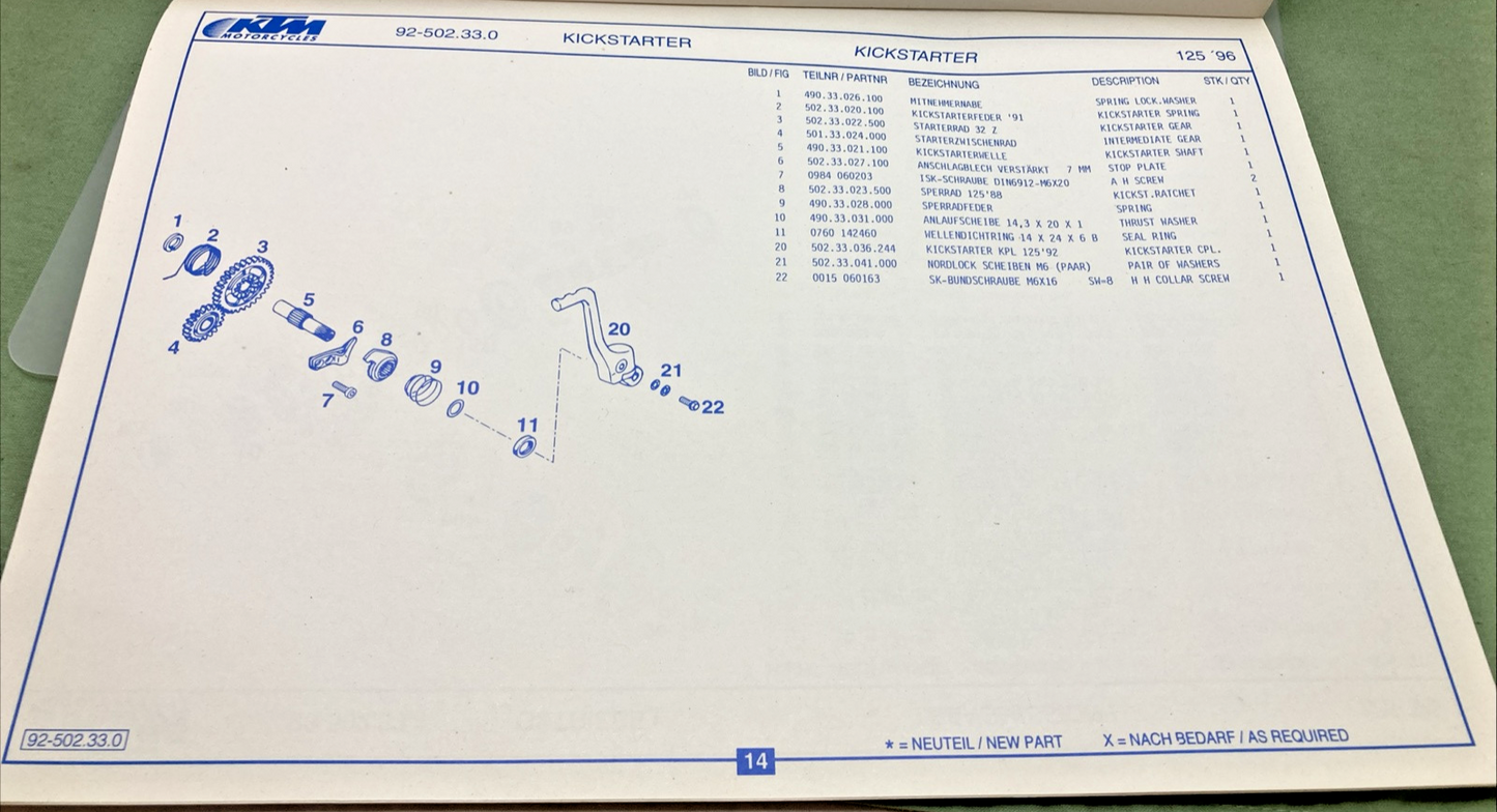 NEW GENUINE KTM 320387 SPARE PARTS MANUAL 1996