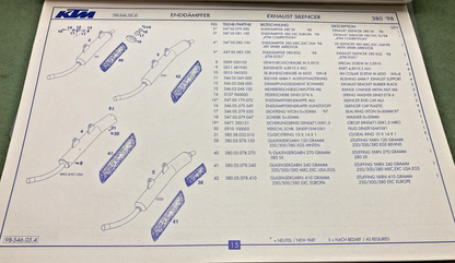 NEW GENUINE KTM 320420 SPARE PARTS MANUAL 1998