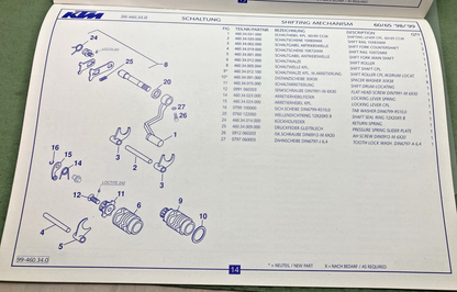 NEW GENUINE KTM 320461 SPARE PARTS MANUAL 1998-1999