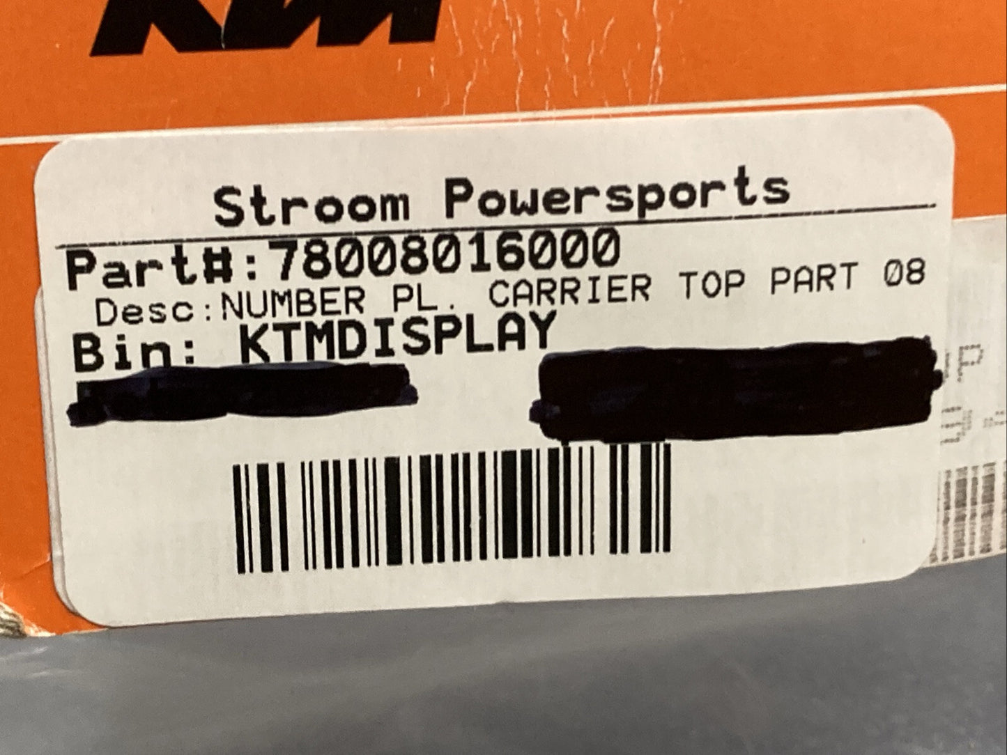 NEW GENUINE KTM 78008016000 number pl. carrier top part 08