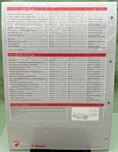 NEW GENUINE DUCATI 91717395A TECHNICAL SPECIFICATION UPDATE 2020-21
