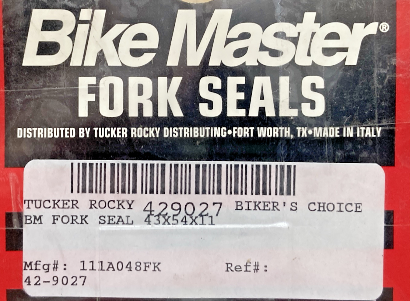 NEW GENUINE BIKEMASTER 111A048FK FORK SEALS, 43X54X11, 429027
