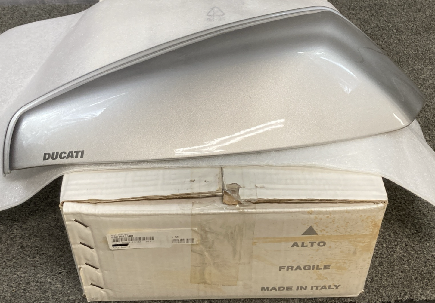 NEW GENUINE DUCATI 69810211BB COVER RIGHT SIDE BAG SILVER