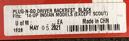 NEW GENUINE KURYAKYNK 0822-0268  Plug-N-Go Driver's Backrest Black - 1628