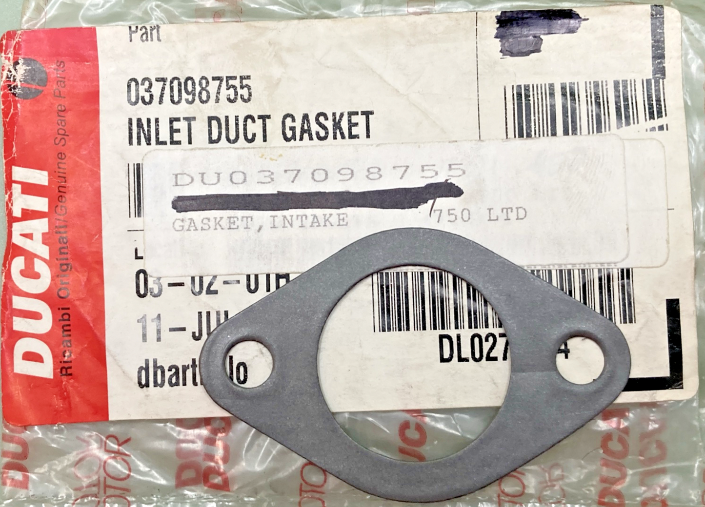 NEW GENUINE DUCATI 037098755 GASKET, INTAKE MANIFOLR