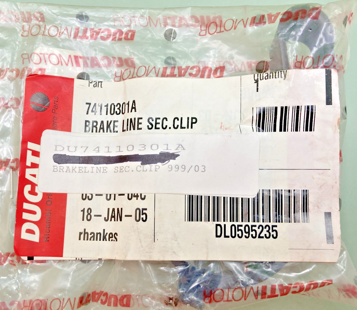 NEW GENUINE DUCATI 74110301A CLAMP, BRAKELINE SEC CLIP
