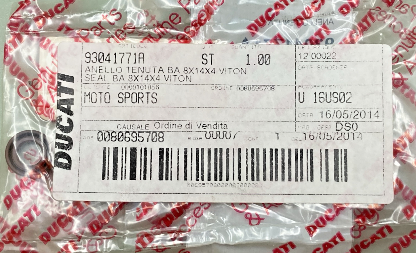 NEW GENUINE DUCATI 93041771A SEAL RING
