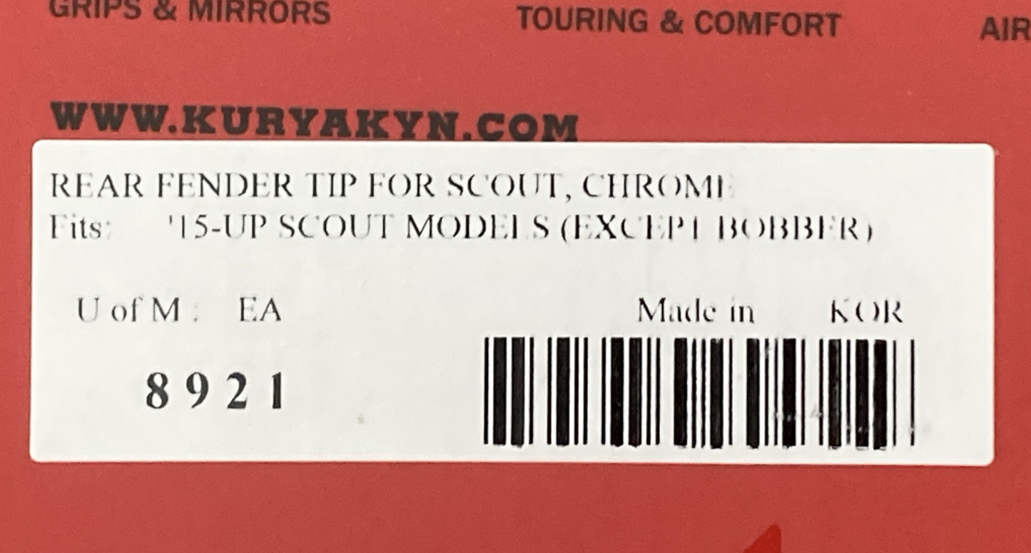 NEW GENUINE KURYAKYNK 8921 Legacy Rear Fender Tip for Scout Models - Chrome