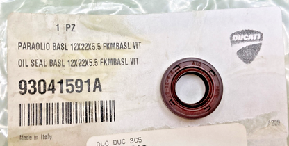 NEW GENUINE DUCATI 93041591A SEAL RING BASL 12X22X5.5 FKMBASL VIT
