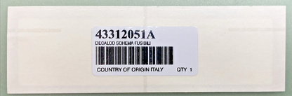 NEW GENUINE DUCATI 43312051A STICKER SCHEMA FUSIBILI