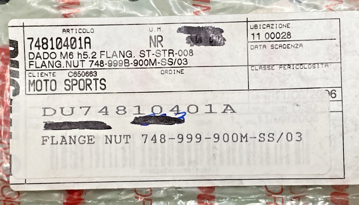 NEW GENUINE DUCATI 74810401A NUT, FLANGE