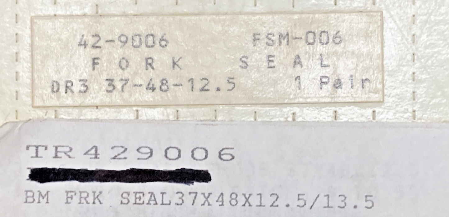 NEW REPLACES BIKE MASTER 42-9006 FORK SEAL 37X48X12.5