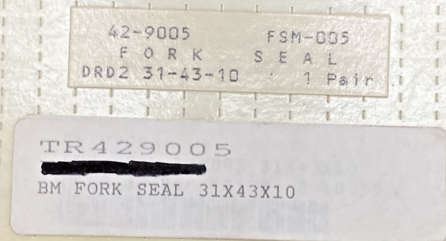 NEW REPLACES BIKE MASTER 42-9005 FORK SEAL 31X43X10
