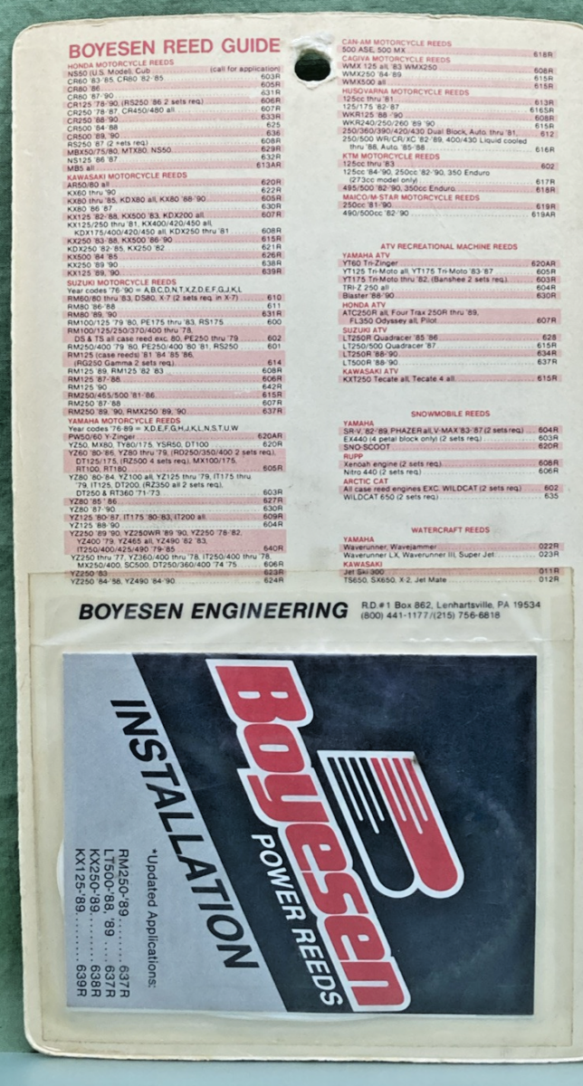 NEW GENUINE BOYESEN 620 POWER REED KAW/YAM